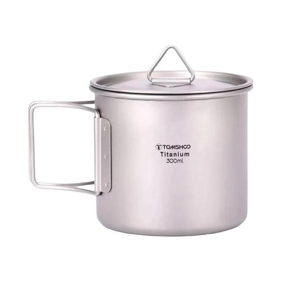 Imagem de Conjunto de 2 Copos de Titânio Ultraleves (450ml e 750ml) com Alça Dobrável - Portátil para Acampamento
