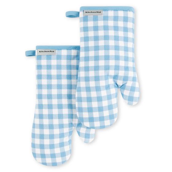 Imagem de Conjunto de 2 luvas de forno KitchenAid Gingham Blue Velvet Cotton