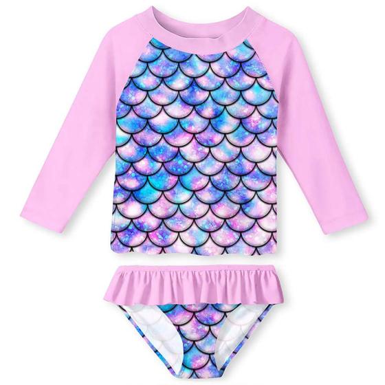 Imagem de Conjunto de 2 peças de maiô Rashguard Lovekider para meninas, tamanho 5, rosa