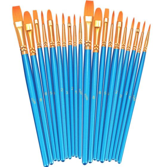 Imagem de Conjunto de 20 Pincel BOSOBO com Ponta Redonda e Cerdas de Nylon