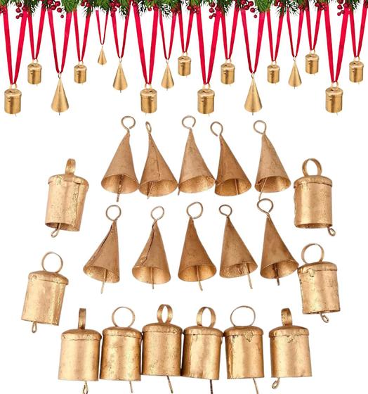 Imagem de Conjunto de 20 sinos de Natal para decoração RW Rustic Hanging