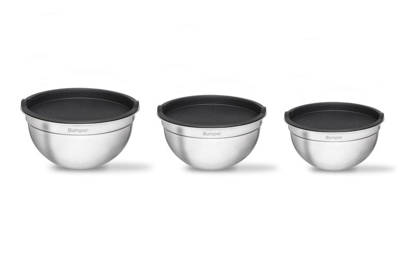 Conjunto de 3 Bowls Bumper em Inox com Tampa Hermética Kit Tigelas Multiuso Cozinha - Bumper Magazine