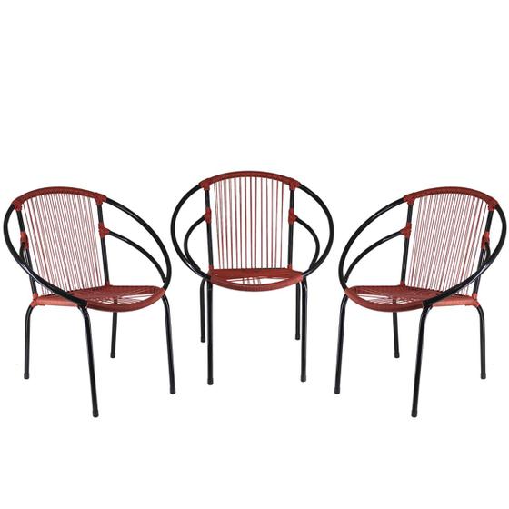 Imagem de Conjunto de 3 Cadeiras Eclipse de Área, Fibra Sintética, Varanda, Decor, Artesanal - PANERO 04