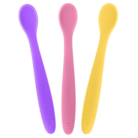 Imagem de Conjunto de 3 Colheres de Silicone WeeSprout para Bebês - Com Estojo