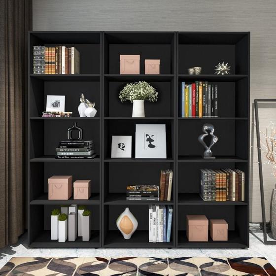 Conjunto de 3 Estantes para Livros Biblioteca 15 Nichos 1,8x1,8M Multy Espresso Móveis Menor preço em Conjunto de 3 Estantes para Livros Biblioteca 15 Nichos 1,8x1,8M Multy Espresso Móveis
