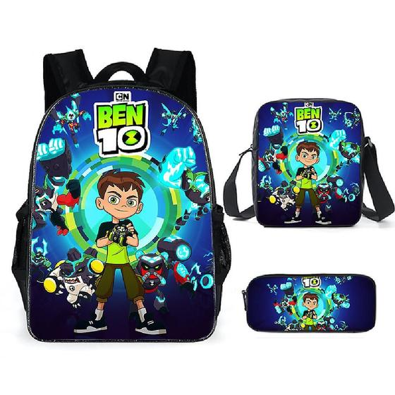 Imagem de Conjunto de 3 mochilas escolares casuais de anime, mochila de poliéster para crianças