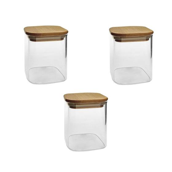 Imagem de Conjunto de 3 potes Hermetico temperos chas 8,5 x 6cm  200ML