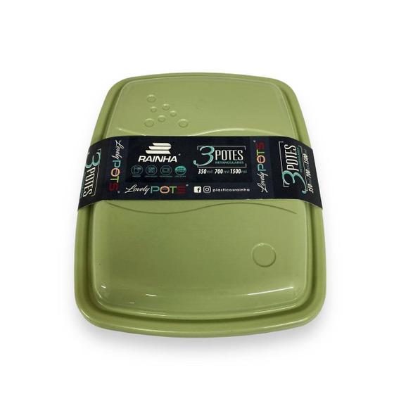Imagem de Conjunto de 3 Potes Retangulares 350ml 700ml 1500ml