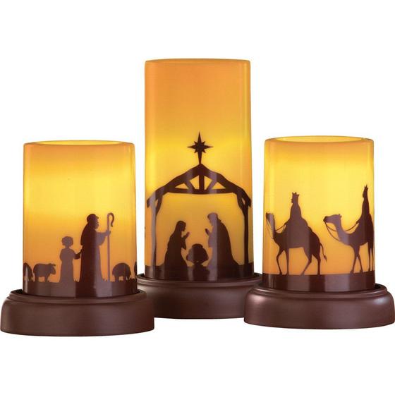 Imagem de Conjunto de 3 Velas LED sem Chama para Presépio de Natal