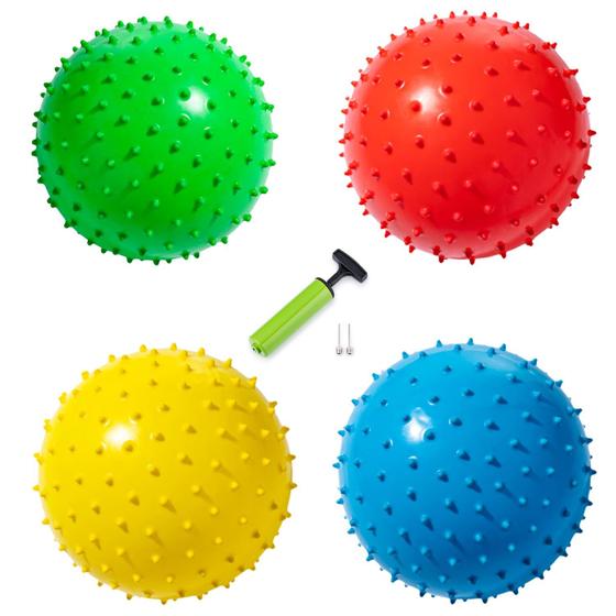 Imagem de Conjunto de 4 Bolas Bouncy Ball New Bounce com Bomba e 2 Pinos para Crianças