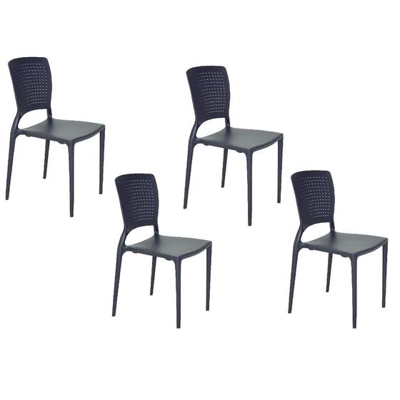 Imagem de Conjunto de 4 Cadeiras Plásticas Tramontina Safira Grafite
