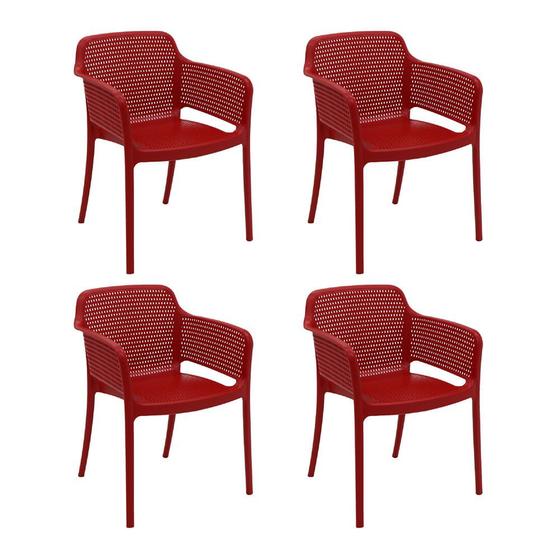 Imagem de Conjunto de 4 Cadeiras Tramontina Gabriela Fibra de Vidro Vermelho