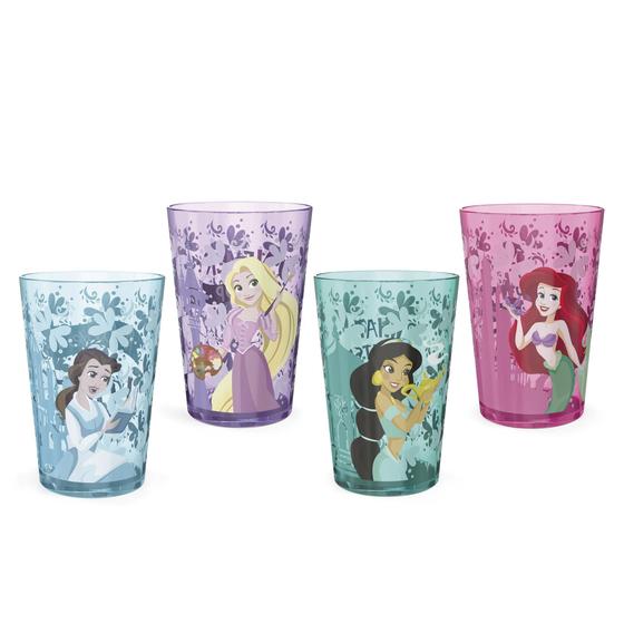 Imagem de Conjunto de 4 Copos Zak Designs Disney Princesas - 430ml para Crianças
