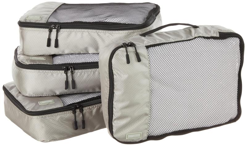 Imagem de Conjunto de 4 Cubos de Viagem Amazon Basics - Leve e Cinza