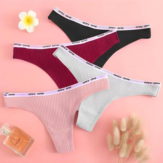 Imagem de Conjunto de 4 Cuecas Femininas de Algodão - Tanga, G-String e Cintura Baixa