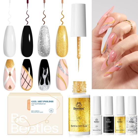 Imagem de Conjunto de 4 Esmaltes em Gel Nail Art Liner - Cores Clássicas