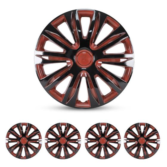 Imagem de Conjunto de 4 Hubcaps CAROXX R14 Universal 14" vermelho e preto