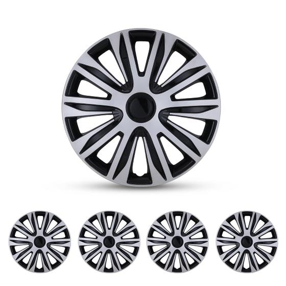 Imagem de Conjunto de 4 Hubcaps CAROXX Universal R15 de 15 polegadas prateado/preto