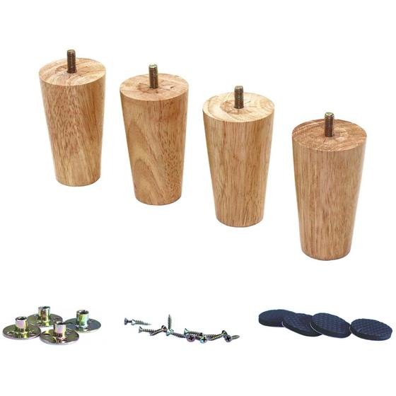 Imagem de Conjunto de 4 Pés de Madeira Maciça Redonda WEICHUAN para Móveis