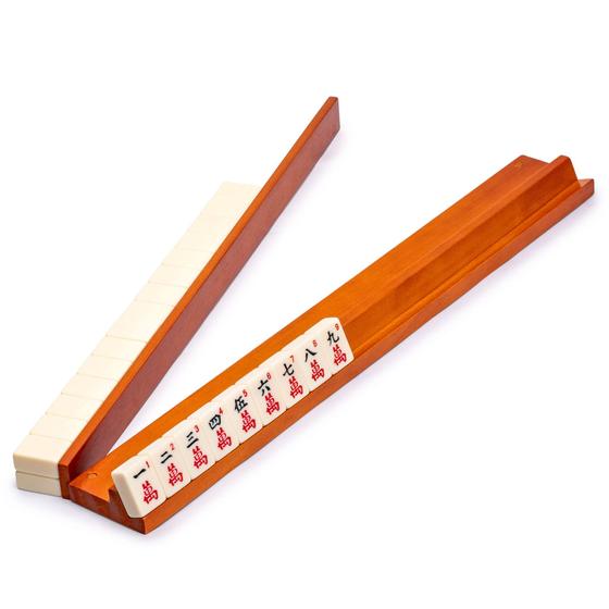 Imagem de Conjunto de 4 Prateleiras para Jogos de Mahjong - Madeira de Pinho Escuro (18cm)