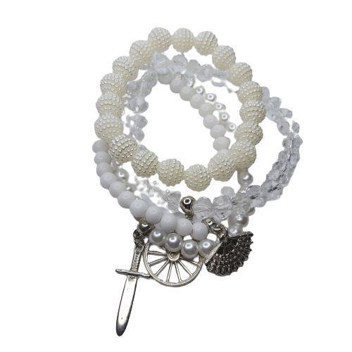 Imagem de Conjunto de 4 pulseiras branco e cristal