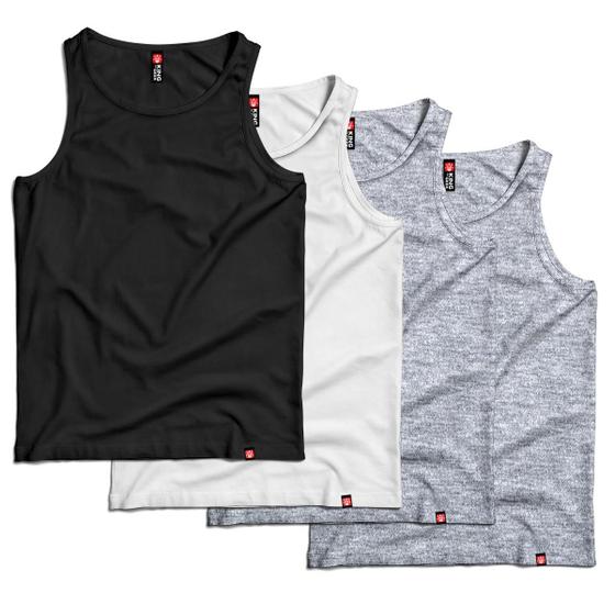 Imagem de Conjunto de 4 Regatas Básicas Masculinas em Algodão