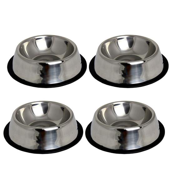 Imagem de Conjunto de 4 Unidades de Tigela Comedouro Inox 600mL Para Cachorros