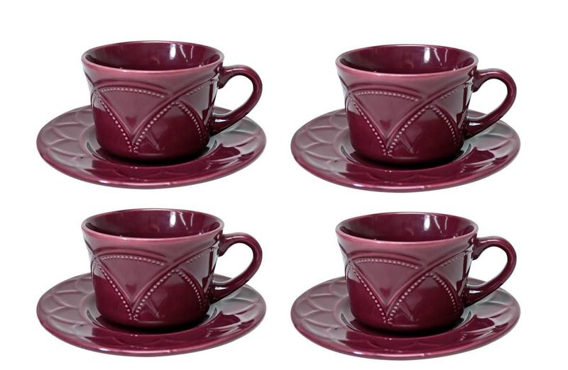 Imagem de Conjunto de 4 xícaras café porcelana com pires iris verbena 80ml - wolff