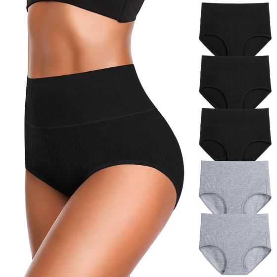 Imagem de Conjunto de 5 Calcinhas de Algodão JojoQueen - Macias, Confortáveis e Cintura Alta