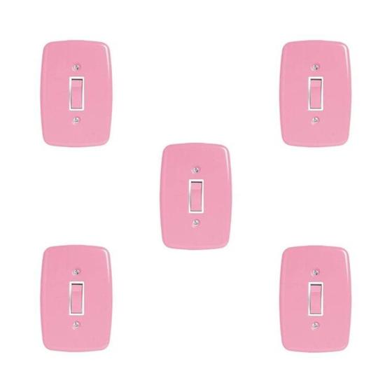 Imagem de Conjunto de 5 Interruptores de 1 Tecla Simples com Placa 4x2