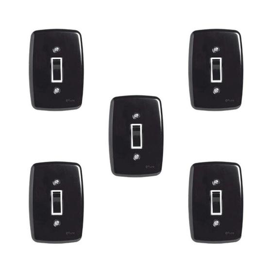 Imagem de Conjunto de 5 Interruptores de 1 Tecla Simples com Placa 4x2