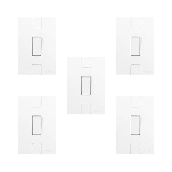 Imagem de Conjunto de 5 Interruptores de 1 Tecla Simples com Placa 4x2