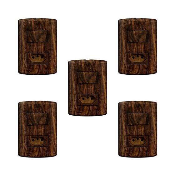 Imagem de Conjunto de 5 Interruptores de 1 Tecla Simples e Tomada 2p+t 20a , Modular, com Placa 4x2 e Suporte