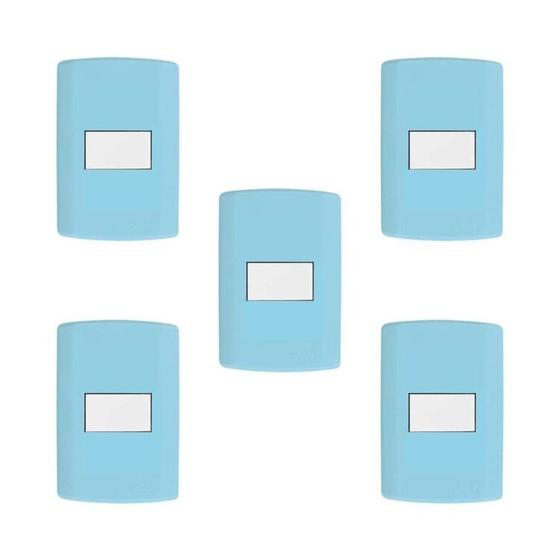 Imagem de Conjunto de 5 Interruptores de 1 Tecla Simples, Modular, com Placa 4x2 e Suporte