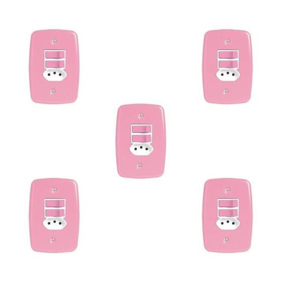 Imagem de Conjunto de 5 Interruptores de 2 Teclas Simples e Tomada 2p+t 20a , com Placa 4x2