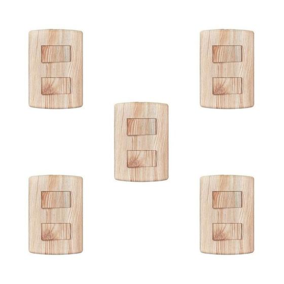 Imagem de Conjunto de 5 Interruptores de 2 Teclas Simples, Modular, com Placa 4x2 e Suporte