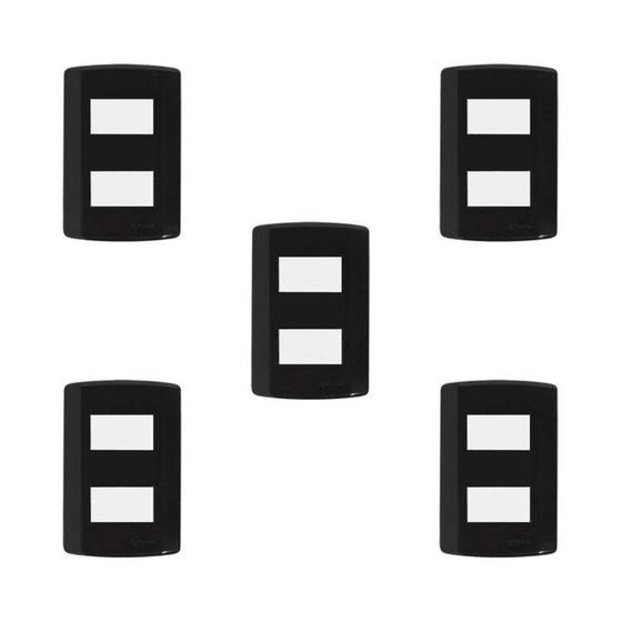 Imagem de Conjunto de 5 Interruptores de 2 Teclas Simples, Modular, com Placa 4x2 e Suporte