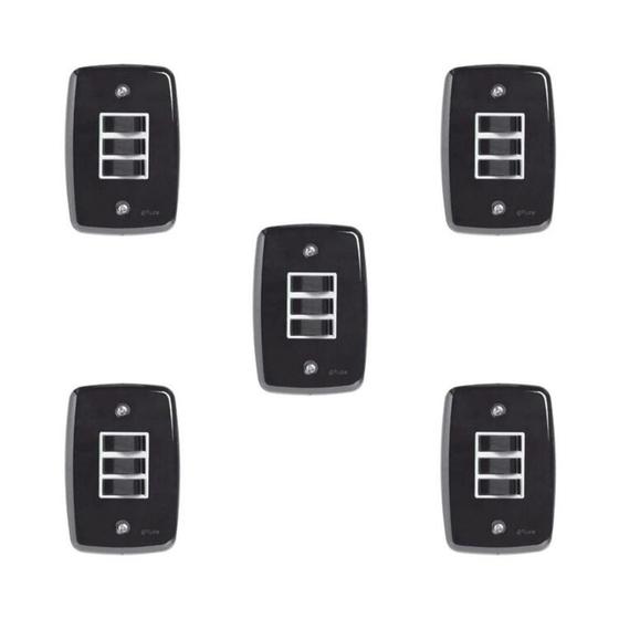 Imagem de Conjunto de 5 Interruptores de 3 Teclas Simples com Placa 4x2