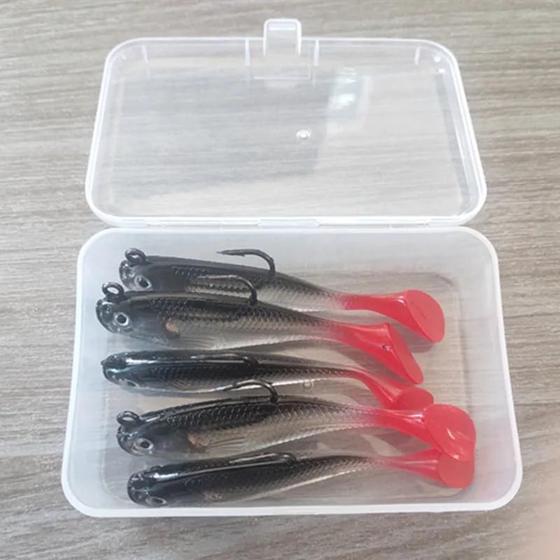 Imagem de Conjunto de 5 Iscas de Silicone para Pesca de Lúcio - Iscas Artificiais com Ganchos de Chumbo