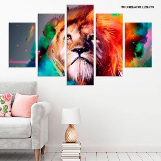 Conjunto de 5 placas Decorativas em MDF 6mm Abstrato Lion - NEYRAD Imagem de Conjunto de 5 placas Decorativas em MDF 6mm Abstrato Lion