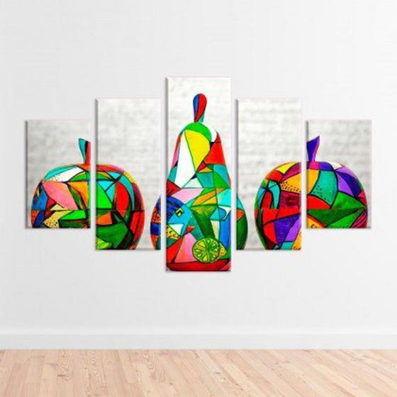 Imagem de Conjunto de 5 placas Decorativas em MDF 6mm Frutas Abstratas