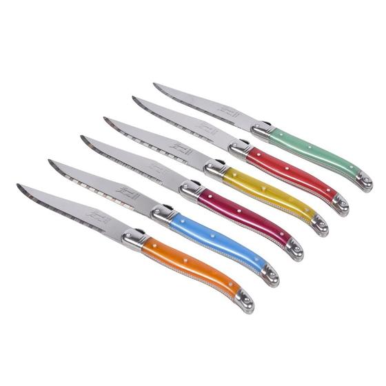 Conjunto de 6 Facas em Aço Inox Jean Neron Coloridas Menor preço em Conjunto de 6 Facas em Aço Inox Jean Neron Coloridas