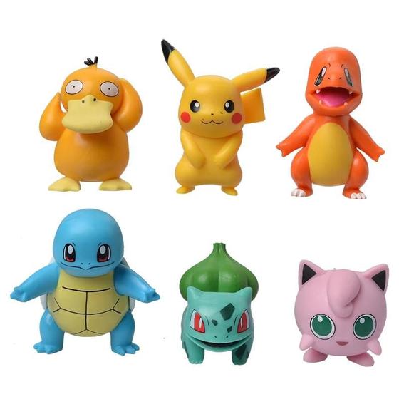 Imagem de Conjunto de 6 Figuras de Ação Pokémon Pikachu em PVC - Decoração para Bolo e Carro