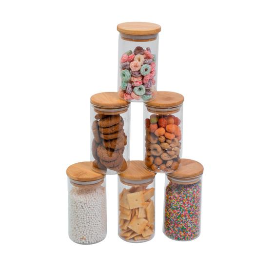 Conjunto de 6 Potes Herméticos de 300 Ml com Tampa de Bambu Oikos Menor preço em Conjunto de 6 Potes Herméticos de 300 Ml com Tampa de Bambu Oikos