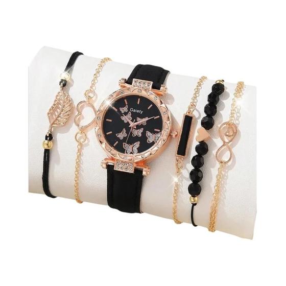 Imagem de Conjunto de 6 Relógios de Quartzo Femininos de Luxo - Pulseiras de Couro e Design Analógico