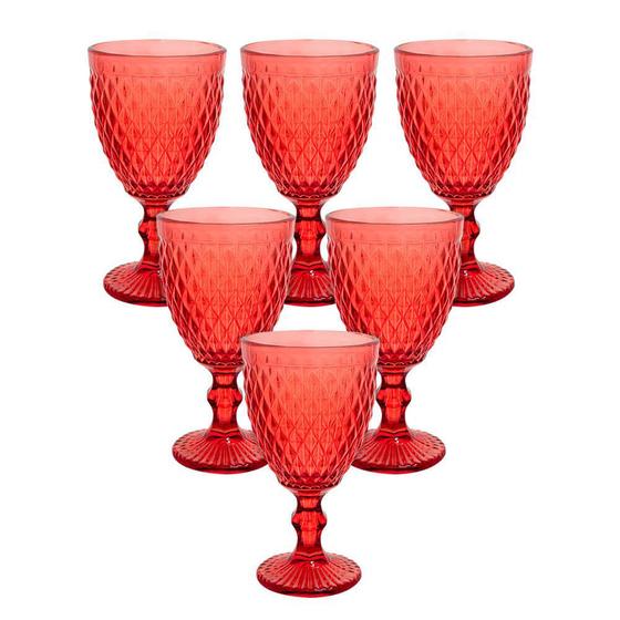 Imagem de Conjunto de 6 Taças em Vidro Vermelha Bico de Abacaxi 300 ml - Casambiente