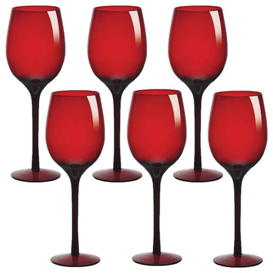 Imagem de Conjunto de 6 Taças para Vinho 460ml Vidro Vermelha Cassandra