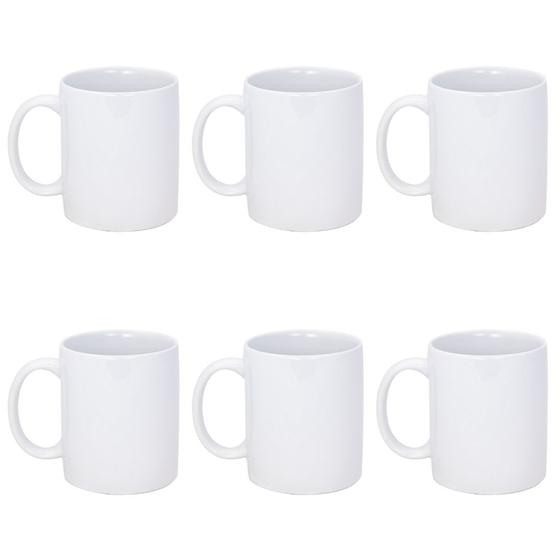 Imagem de Conjunto De 6 Unidades De Canecas Brancas 330ml Em Porcelana Para Sublimação