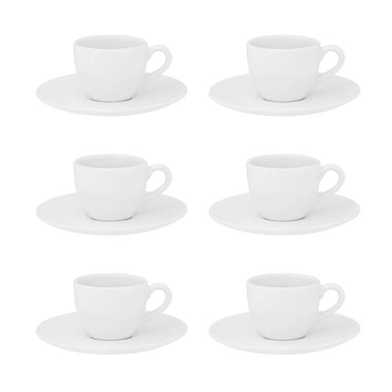 Imagem de Conjunto de 6 xícaras de cafe 75ml com pires porcelana coup white oxford
