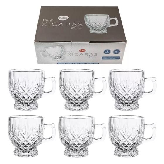 Imagem de Conjunto De 6 Xícaras De Café Chá Luxo 150ML Modelo Anise - Jogo Xicara De Cha Canecas De Vidro